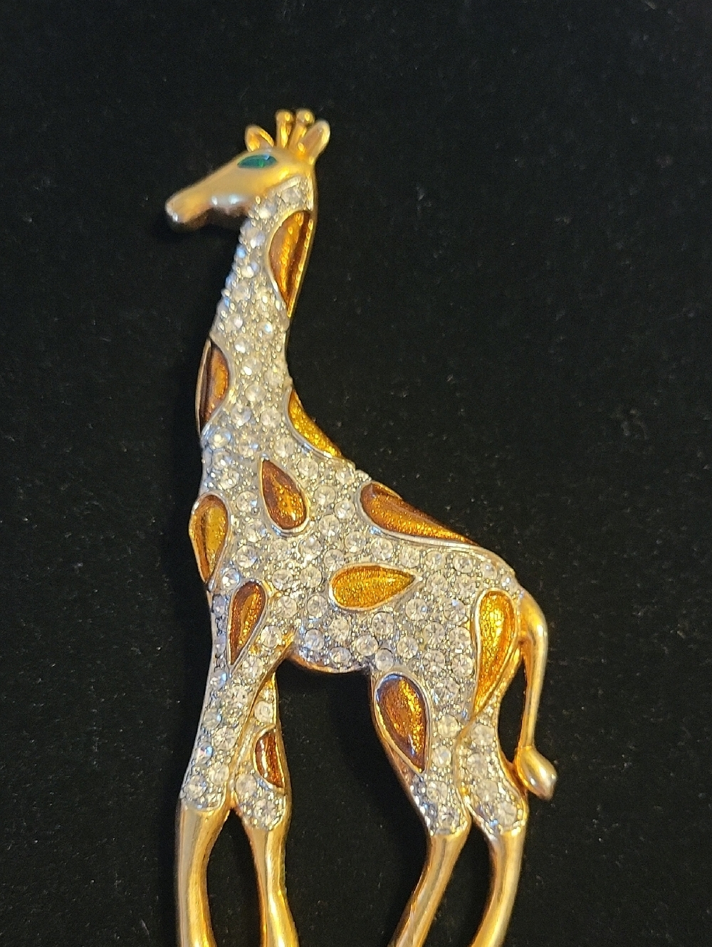 Gold-Tone Giraffe Crystal Brooch